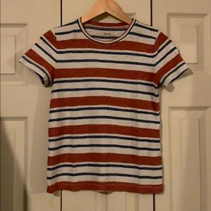 SOLD MADEWELL Rust/Blue Striped Tee - S